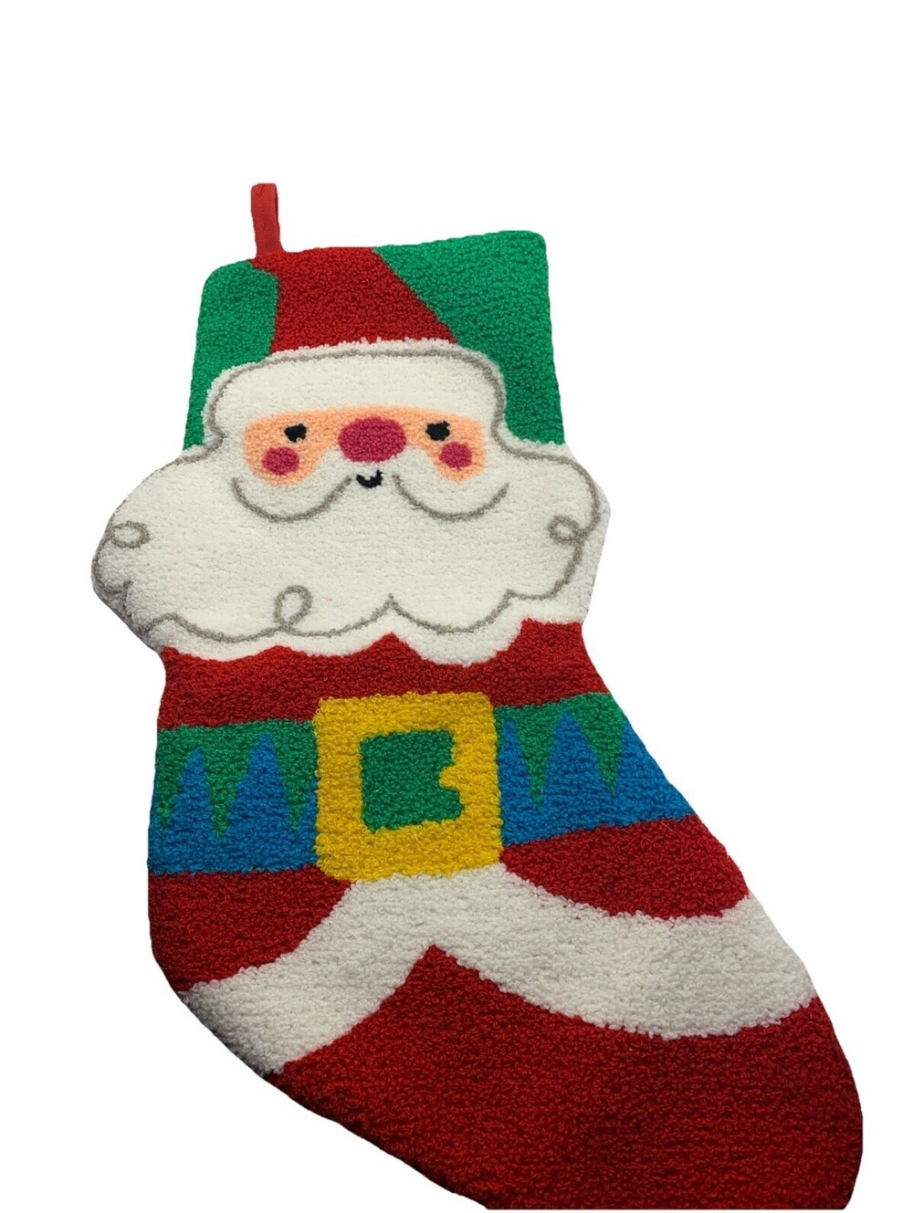 NWT 16.5" Ashland Latch and Hook Soft & Fluffy Santa Claus Christmas Stocking
